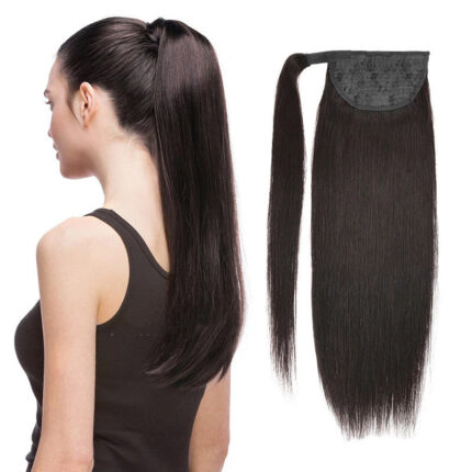 Perruque queue de cheval en cheveux naturels avec attaches pour femmes