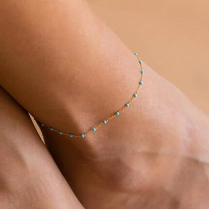 Chaîne de cheville en perles d’huile dégoulinantes en forme de chevrons