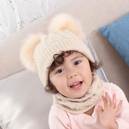 Ensemble d’écharpes avec bonnet en laine pour bébés
