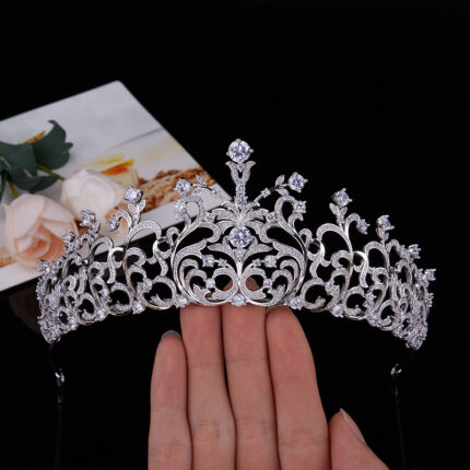 Couronne rétro de mariée micro incrustée en zircon pour mariage
